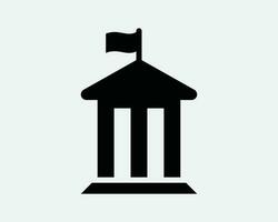 gouvernement bâtiment icône. banque musée classique romain structure église Université maison drapeau noir blanc graphique clipart ouvrages d'art symbole signe vecteur eps