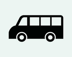 autobus icône Publique transport école van transport côté vue commercial passager véhicule noir blanc graphique clipart ouvrages d'art symbole signe vecteur eps