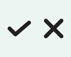 droite et faux icône Oui non droite faux positif négatif cocher traverser X voter choix approuver noir blanc graphique clipart ouvrages d'art symbole signe vecteur eps