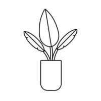plante d'intérieur dans l'icône de style de ligne de pot en céramique vecteur