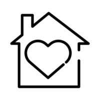 symbole d'amour de coeur dans l'icône de style de ligne de maison vecteur