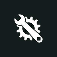un service outils plat vecteur icône. roue dentée avec clé symbole logo illustration.