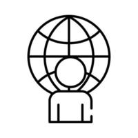 avatar de la figure humaine avec icône de style de ligne planète sphère vecteur