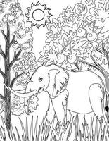 animal coloration page pour enfants-éléphant coloration page pour des gamins vecteur