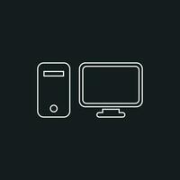 ordinateur vecteur illustration dans ligne style. moniteur plat icône.