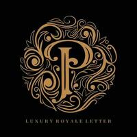 lettre p luxe Royal cercle ornement logo vecteur