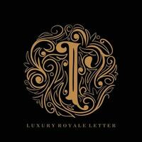 lettre je luxe Royal cercle ornement logo vecteur