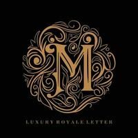 lettre m luxe Royal cercle ornement logo vecteur