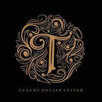 lettre t luxe Royal cercle ornement logo vecteur