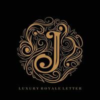 lettre j luxe Royal cercle ornement logo vecteur