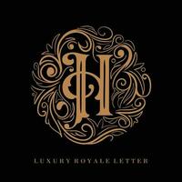lettre h luxe Royal cercle ornement logo vecteur