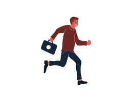 une fonctionnement homme en portant une valise, Aller à travail plat dessin animé personnage isolé sur blanc arrière-plan, affaires vecteur illustration