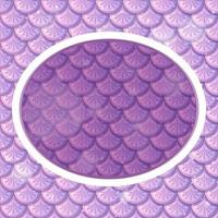 modèle de cadre ovale sur fond d'écailles de poisson violet vecteur