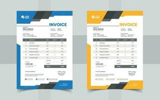 moderne entreprise bleu ou Jaune affaires facture d'achat modèle vecteur
