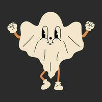 fantôme 30s dessin animé mascotte personnage 40 ans, 50 ans, Années 60 vieux animation style. dessin animé de bonne humeur Halloween mascotte vecteur