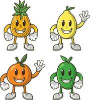 4 ensemble fruit mascotte collection vecteur