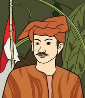 Lampung héros portrait illustration. content indonésien nationale héros journée vecteur