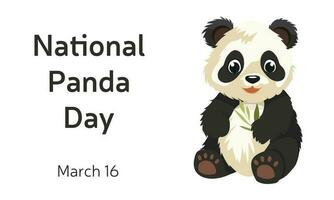 nationale Panda journée vecteur. mignonne séance Panda avec bambou vecteur. adorable bébé Panda icône. Panda journée affiche, Mars 16. important journée vecteur