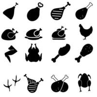 grillé poulet icône vecteur ensemble. poulet illustration signe collection. un barbecue symbole. oiseau logo.