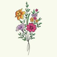 magnifique réaliste dessiné à la main artistique floral ancien bouquet composition décoratif esquisser vecteur