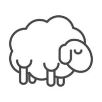 style d'icône linéaire de ferme d'animaux de dessin animé de mouton vecteur