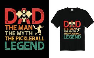 papa le homme le mythe le pickleball légende, drôle ancien pickleball t chemise conception, pickleball amoureux T-shirt, pickleball cadeaux, pickleball joueur chemise vecteur