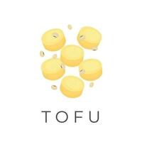 Oeuf Tofu tranche vecteur illustration logo