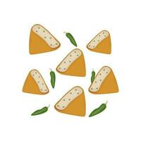 logo vecteur illustration de Tofu Boulettes de viande ou Tahu Bakso avec vert Chili