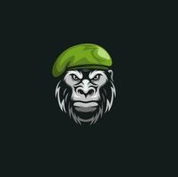 vecteur tête singe armée logo ilustration