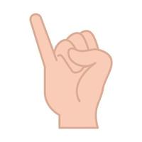 geste de la main en langue des signes indiquant la ligne de lettre j et l'icône de remplissage vecteur