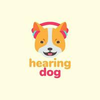 animal animaux domestiques chien audition la musique casque de musique mascotte dessin animé logo conception vecteur