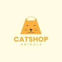 animal animaux domestiques chat animal de compagnie magasin achats sac mascotte dessin animé logo conception vecteur