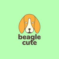 animal animaux domestiques chien tête beagle mascotte dessin animé mignonne logo conception vecteur