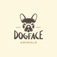 animal animaux domestiques chien français bouledogue tête ancien isolé logo conception vecteur