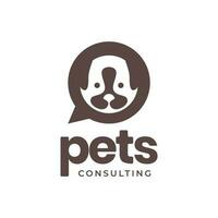 animal animaux domestiques chien consultant bavarder parler moderne mascotte logo conception vecteur