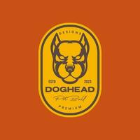 animal animaux domestiques chien américain fosse taureau terrier tête mascotte ancien badge logo conception vecteur