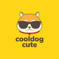 animal animaux domestiques chien chiot akita inu des lunettes de soleil cool mascotte mignonne logo conception vecteur