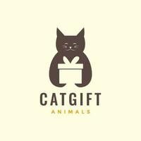 animal animaux domestiques chat étreinte cadeau boîte mascotte logo conception vecteur