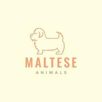 animal animaux domestiques chien maltais mascotte ligne art Facile logo conception vecteur