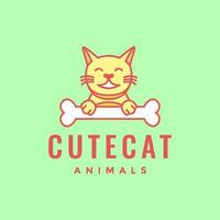 animal animaux domestiques chaton chat des os sourire mascotte dessin animé mignonne logo conception vecteur