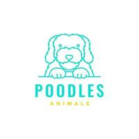 animal animaux domestiques chien caniche ligne art Facile mascotte dessin animé logo conception vecteur