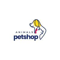 animal animaux domestiques chat et chien ligne art coloré moderne minimal mascotte logo conception vecteur