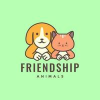 animal animaux domestiques chien et chat ami mascotte mignonne dessin animé logo conception vecteur