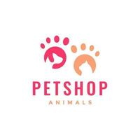 animal animaux domestiques chat chien patte féminin mascotte logo conception vecteur