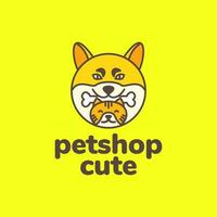 animal animaux domestiques chat et chien des os cercle moderne mascotte dessin animé logo conception vecteur