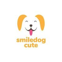 animal animaux domestiques chiot tête mignonne mascotte dessin animé sourire content logo conception vecteur