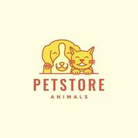 animal animaux domestiques chat et chien beagle mascotte dessin animé mignonne sourire logo conception vecteur