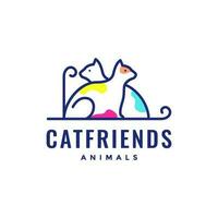 chat chaton animaux domestiques copains ligne art coloré abstrait moderne minimaliste mascotte logo vecteur icône illustration