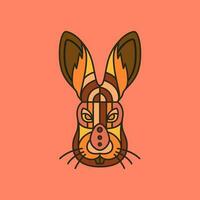 lapin lièvre lapin animaux domestiques tête coloré ancien logo vecteur icône illustration