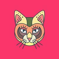 chat tête animaux domestiques coloré mascotte géométrique logo vecteur icône illustration